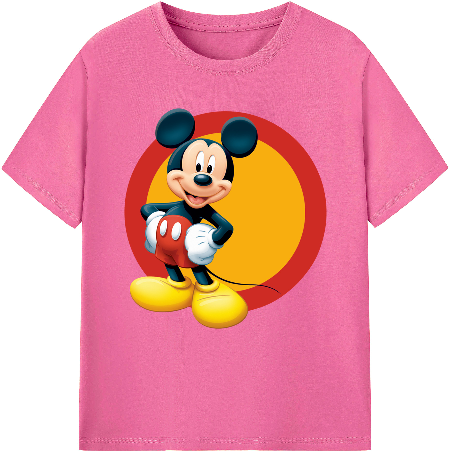 （画像用） ミッキーマウス Mickey Mouse レディースカジュアルプリントTシャツ（綿100％）